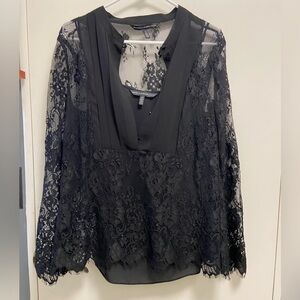 White House Black Market Black Lace Blouse